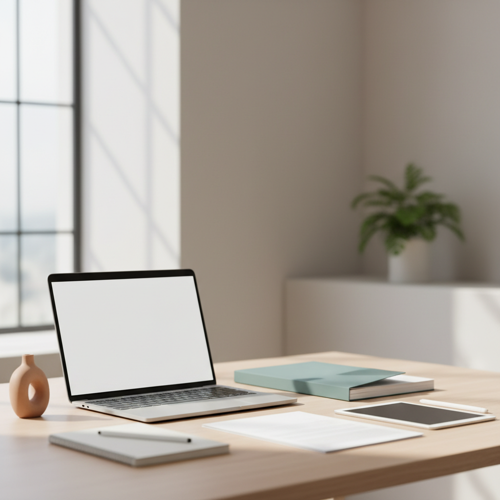 Laptop and camera on a desk showing how to compress images without losing quality