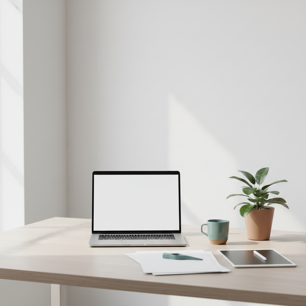 Desk with laptop showing a PDF turning into an editable Word file to convert PDF to Word free